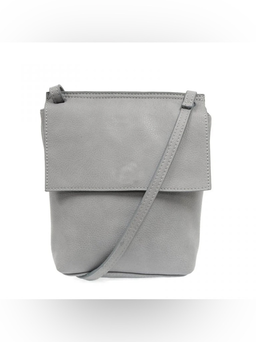 Joy Susan Aimee Flap Front Stone Grey Faux Vegan Leather Crossbody Bag One Size